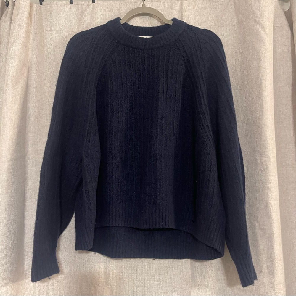MADEWELL Rib Cotton Blend Sweater Navy - Picture 3 of 5